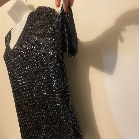 Vintage 1970’s Frank Usher Sequin 100% Silk blouse size large - Picture 3 of 16